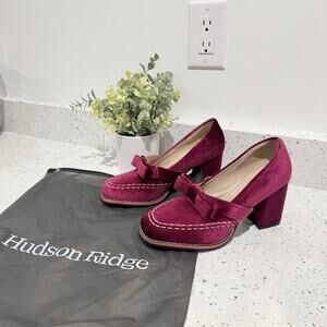 Hudson Ridge ALESSIA VELVET LOAFERS Red Chunky Bow Detail 39 KD